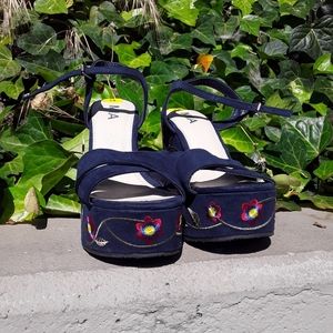 Blue Boho-Style Wedges